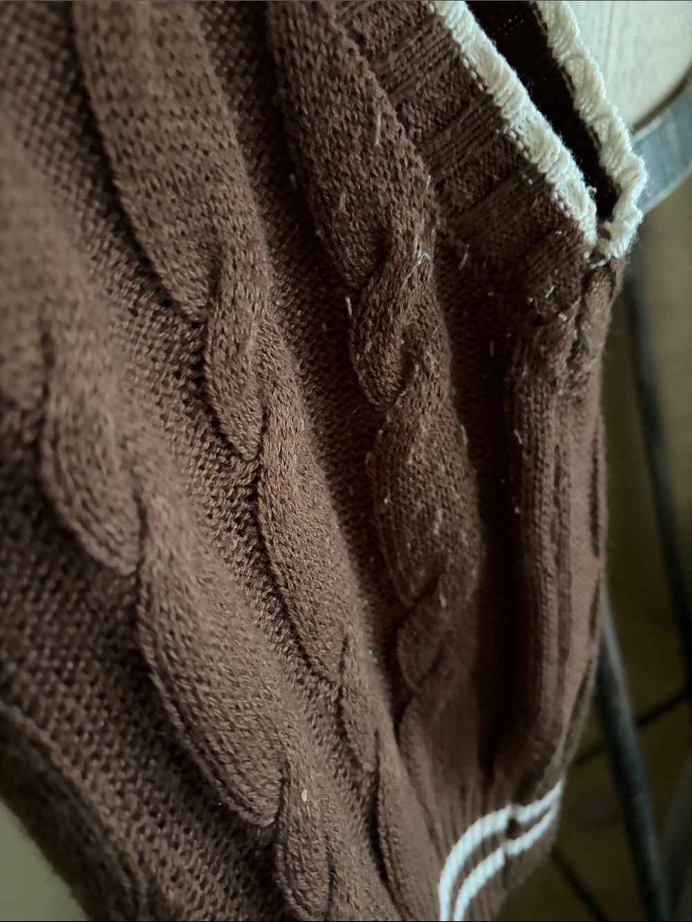 Love Tree Chocolate Brown Sweater with White Stripes - M - Picture 3 of 5